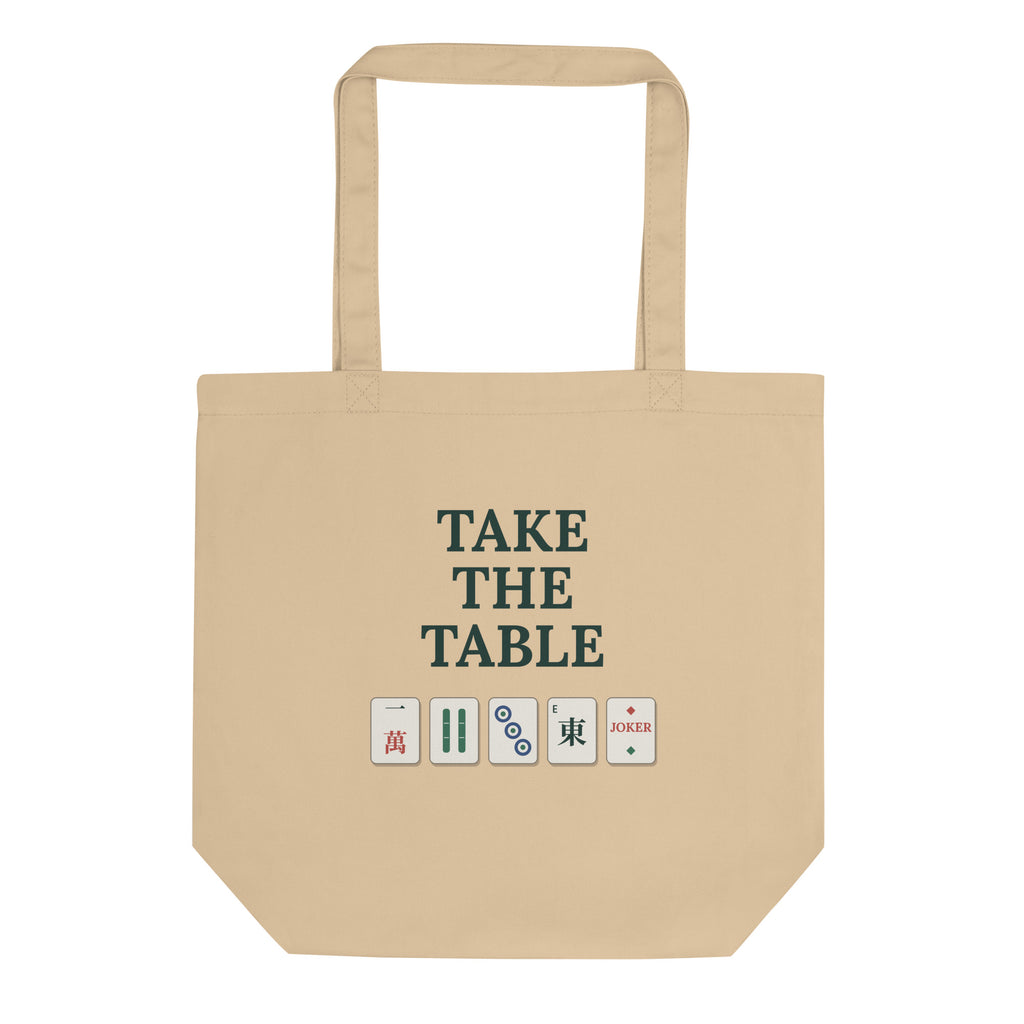 Take the Table canvas mahjong tote in oyster, front view