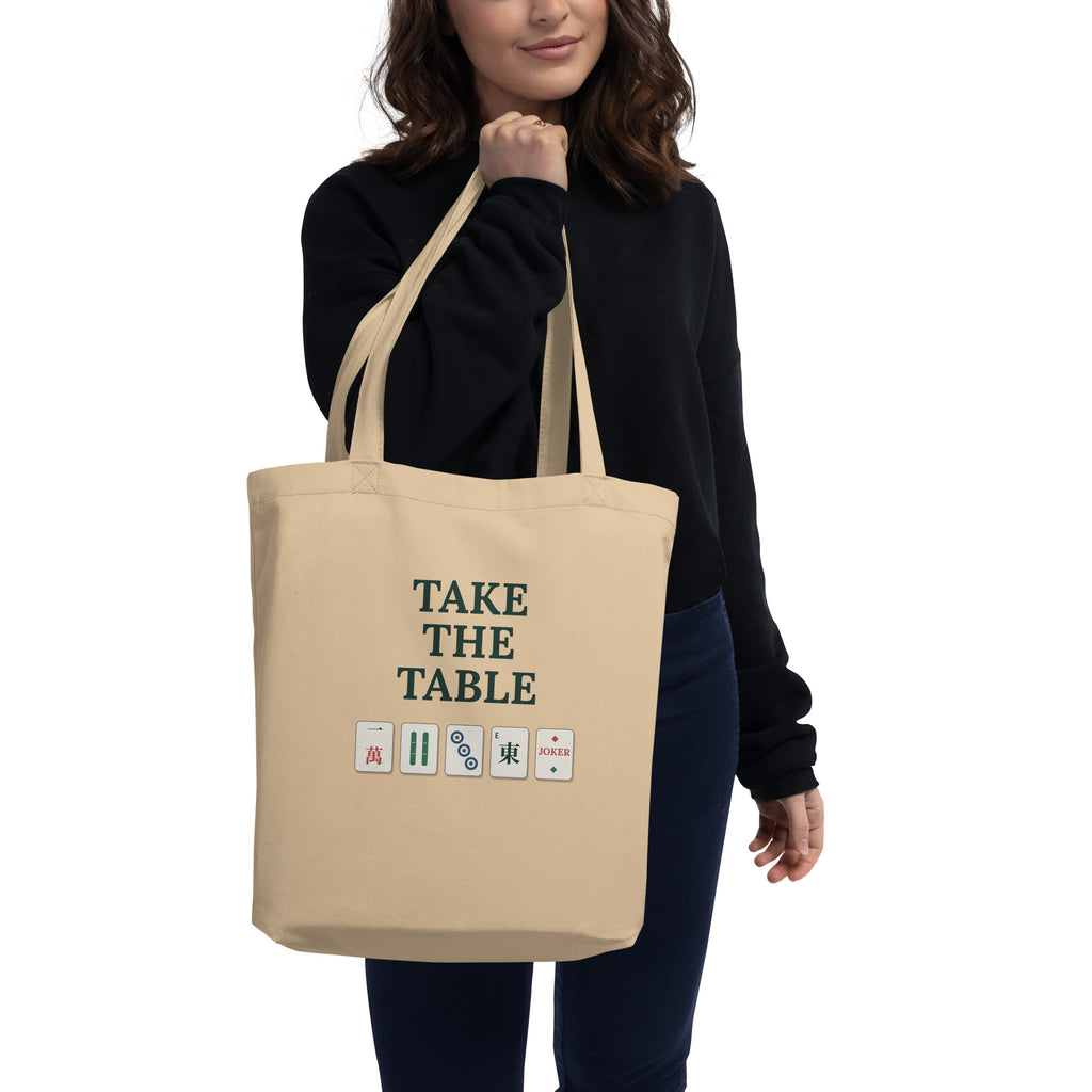 Take the Table canvas mahjong tote in oyster, front view 2